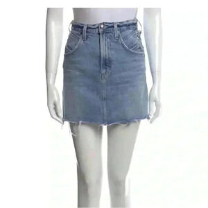 AGOLDE western light wash raw hem denim skirt size 24